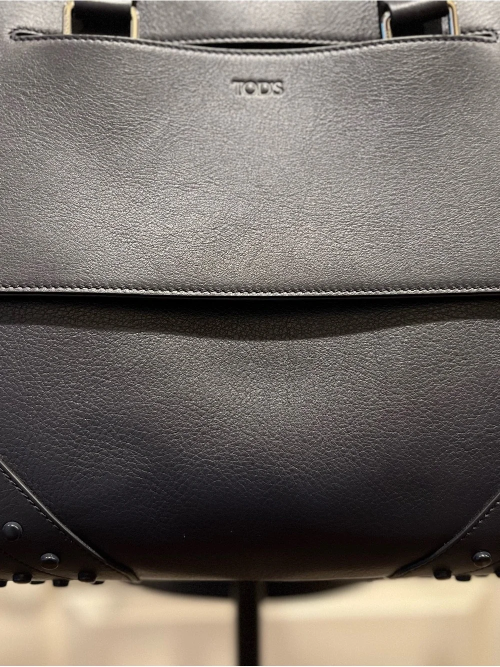 TOD'S Dark Navy Blue Leather Gommino Envelope Briefcase Messenger Bag NWOT